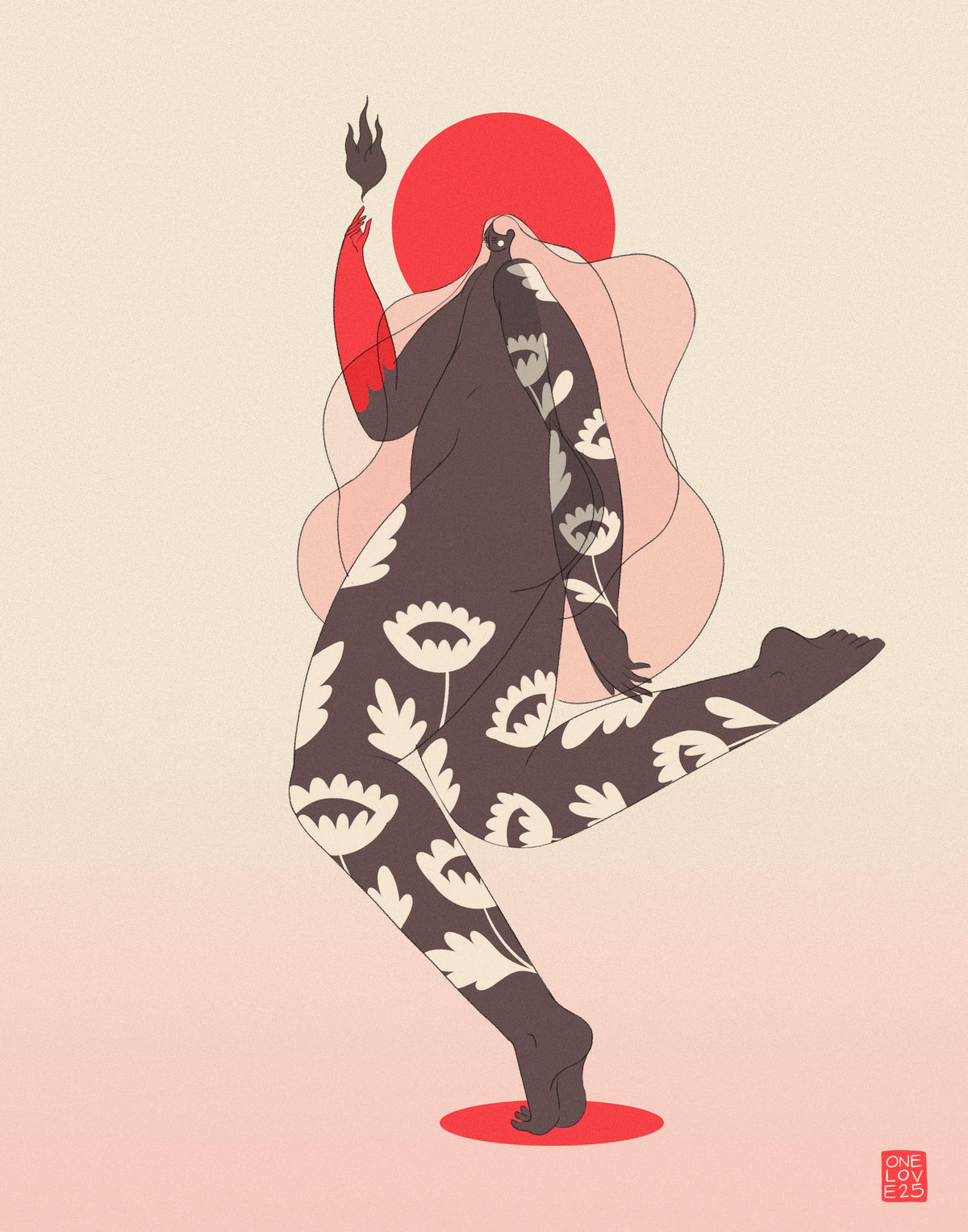ONE LOVE print giclee tamaño carta “fuego milenario”