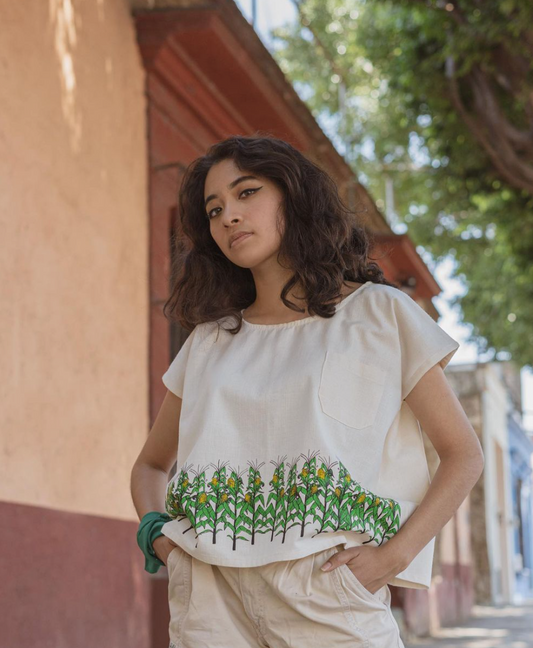 MARIAS V. Blusa maíz color natural