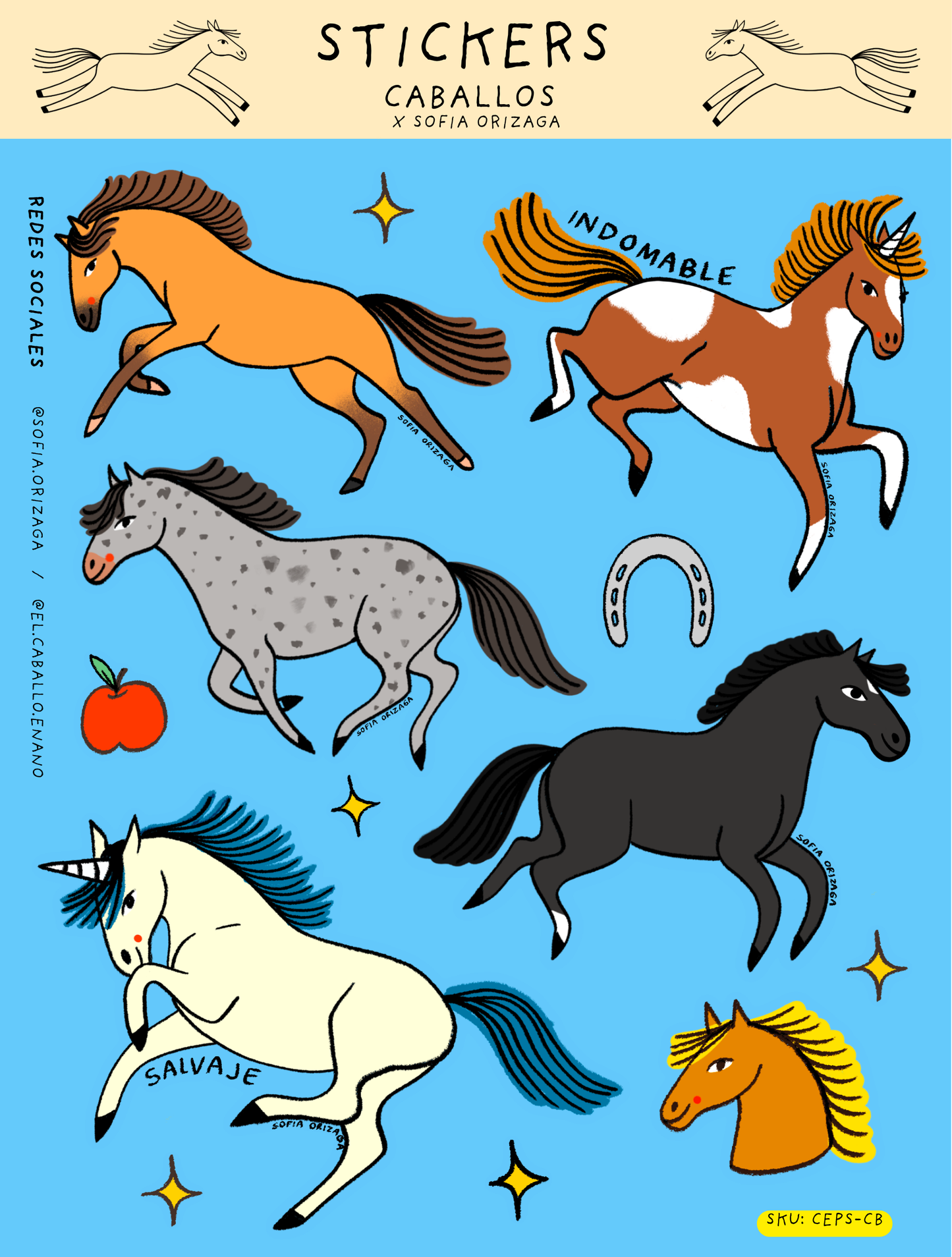 SOFÍA ORIZAGA planilla de stickers caballos