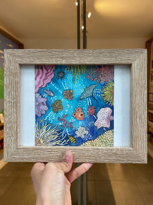 MARÍA GOLDBLATT enmarcado acuarela original “lenguaje marino”