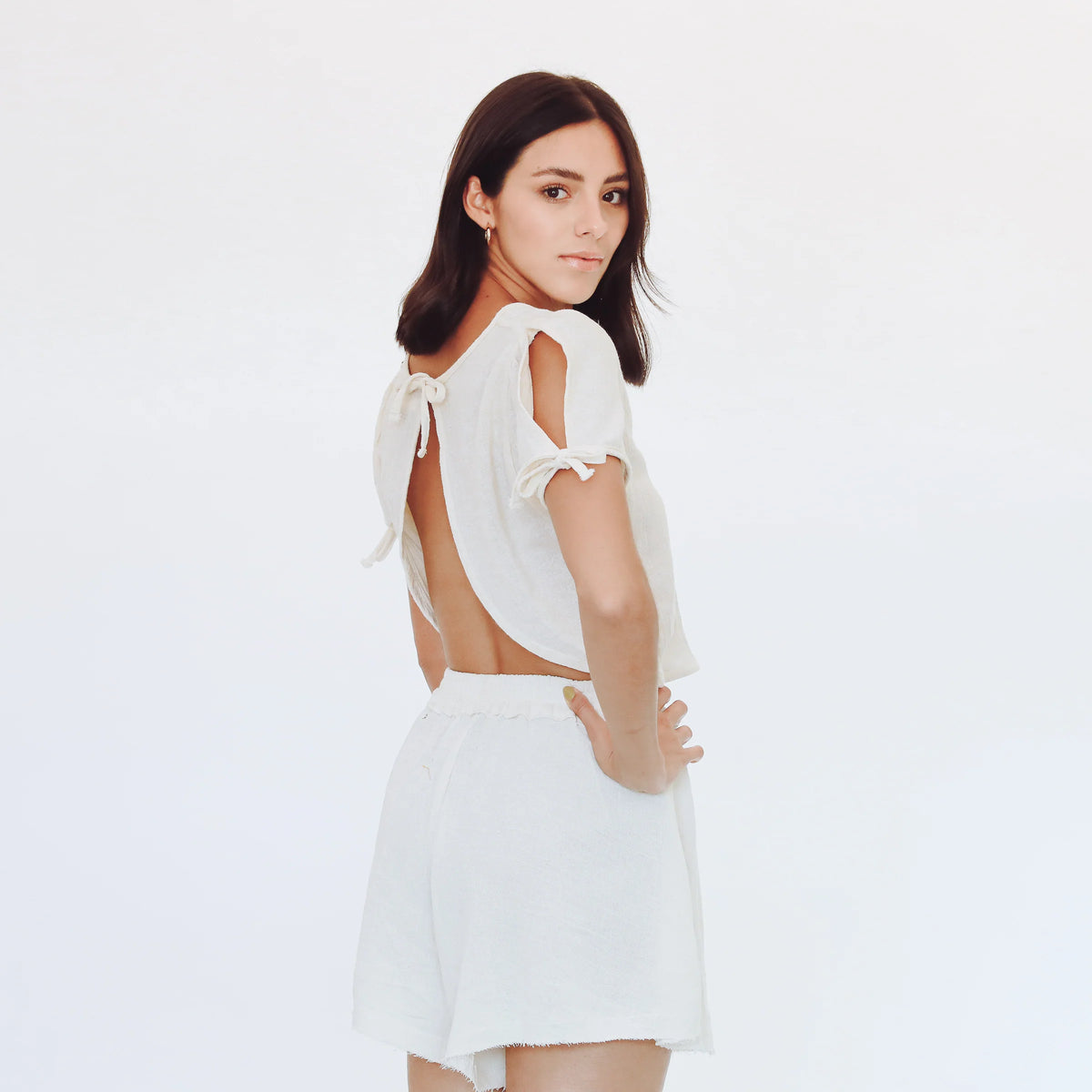 AZUL CIELITO crop top Vera beige unitalla