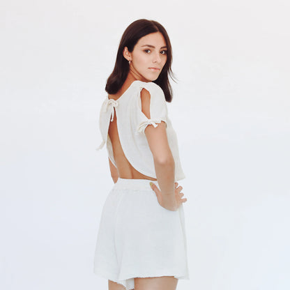 AZUL CIELITO crop top Vera beige unitalla
