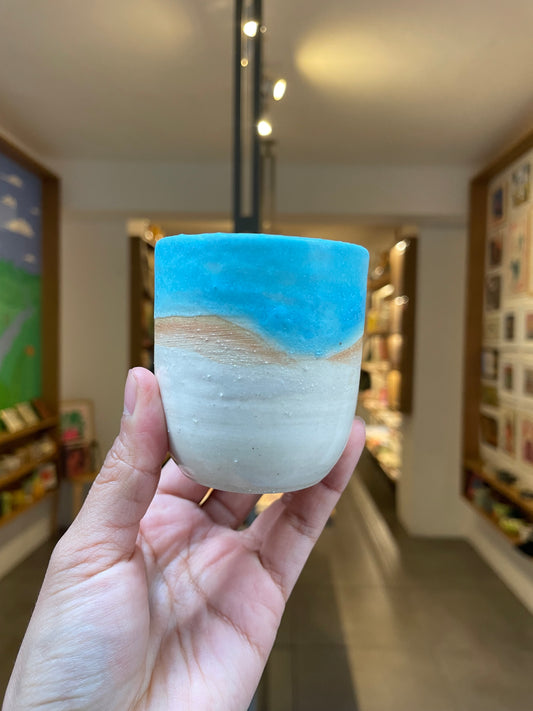 TERRALUZ vaso chico turquesa y blanco