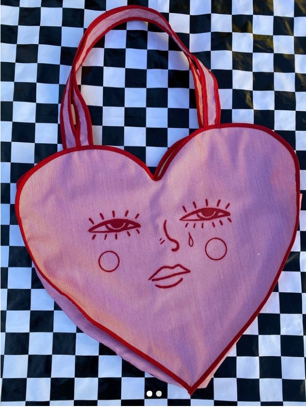 NATALIA ARTWORK tote bag corazón (rayas)