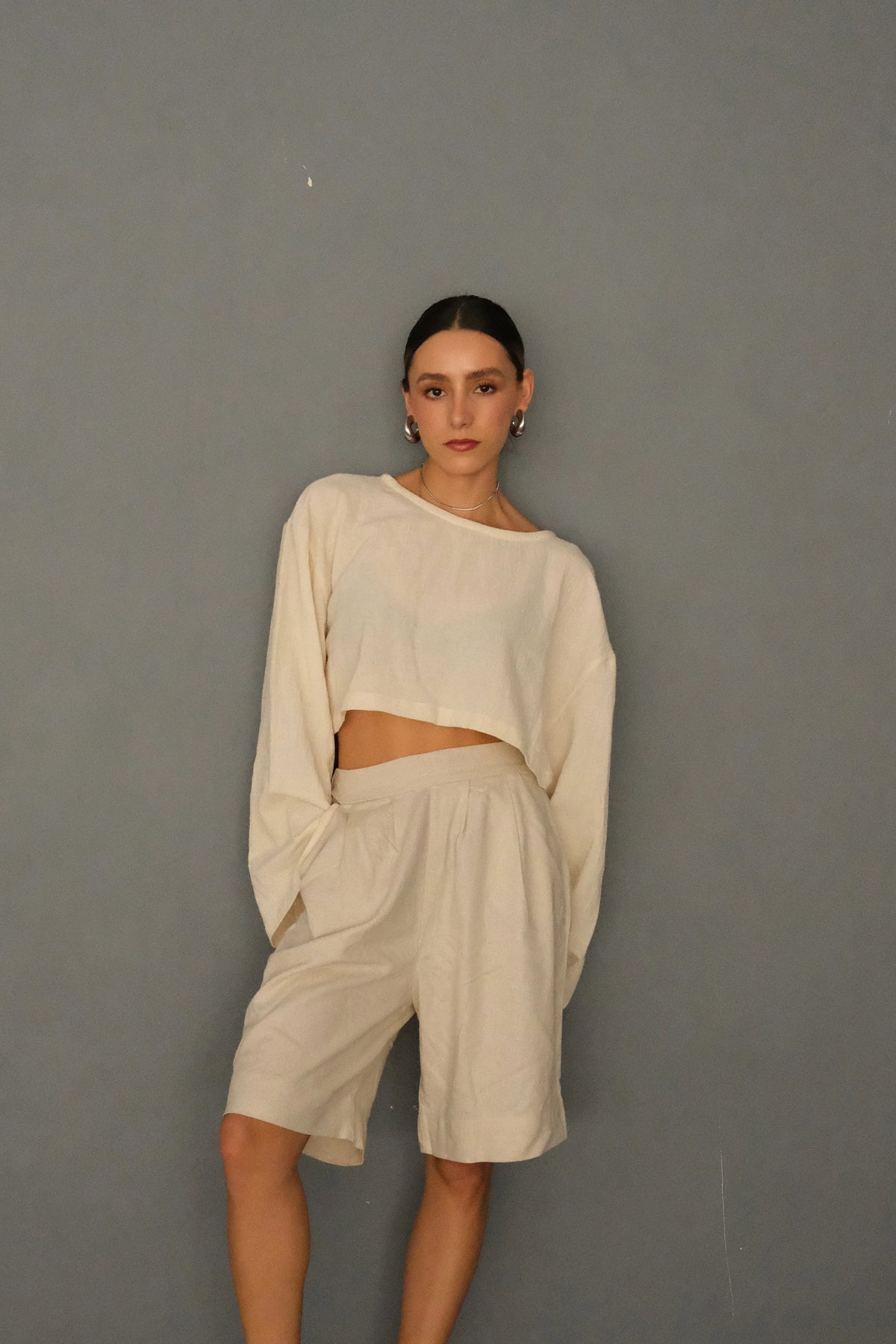 AZUL CIELITO crop top Adela beige unitalla