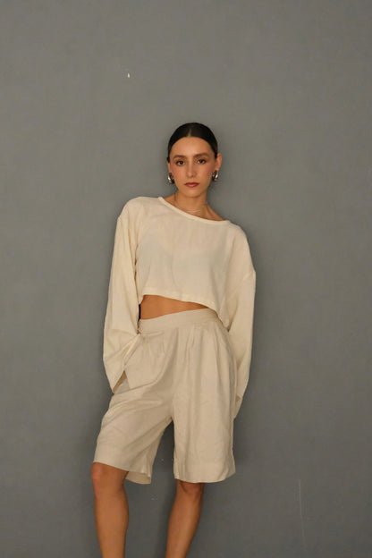 AZUL CIELITO crop top Adela beige unitalla
