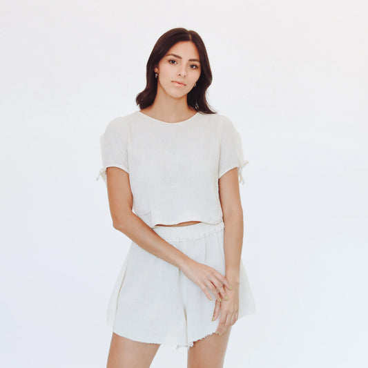 AZUL CIELITO crop top Vera beige unitalla
