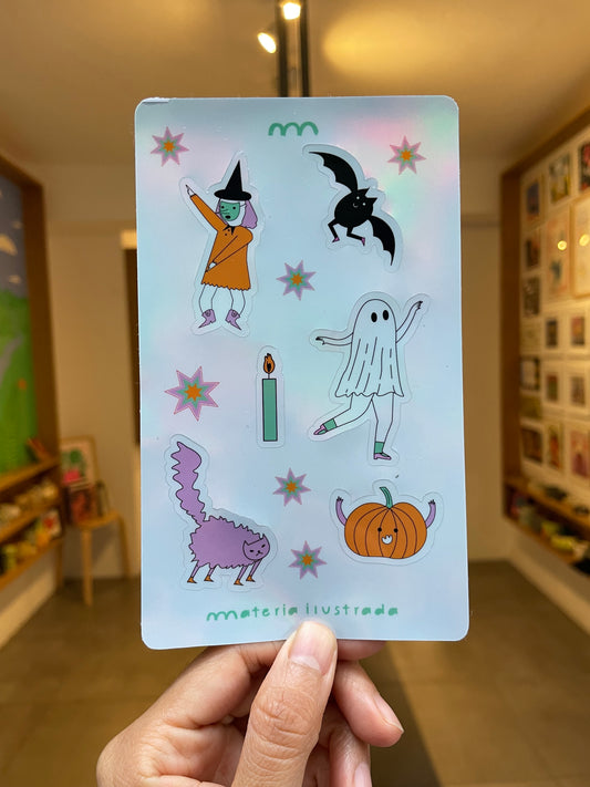 MATERIA ILUSTRADA planilla de stickers dulce o truco