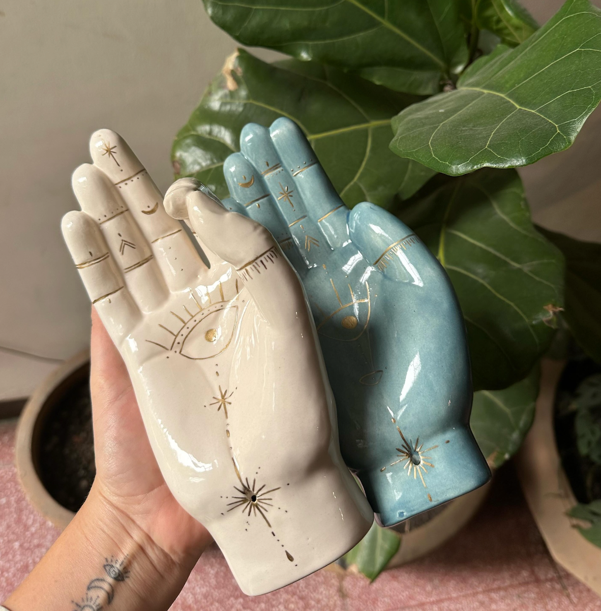 BLANCO ESTUDIO mano pintada inciensero cerámica