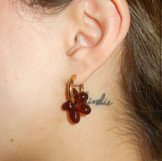 CIPRIANA aretes amapolas cafés