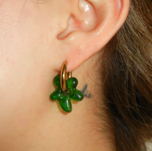 CIPRIANA aretes amapolas verdes