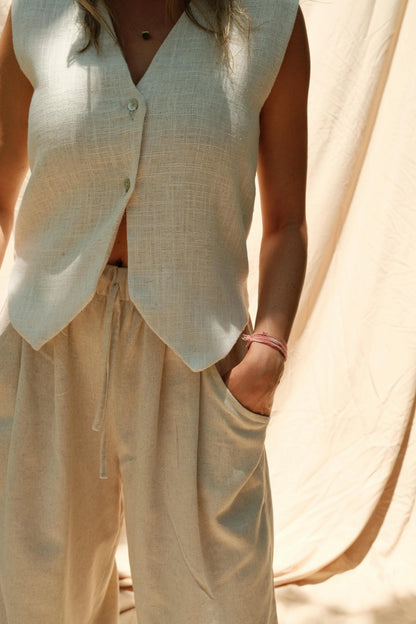 AZUL CIELITO chaleco Sienna beige